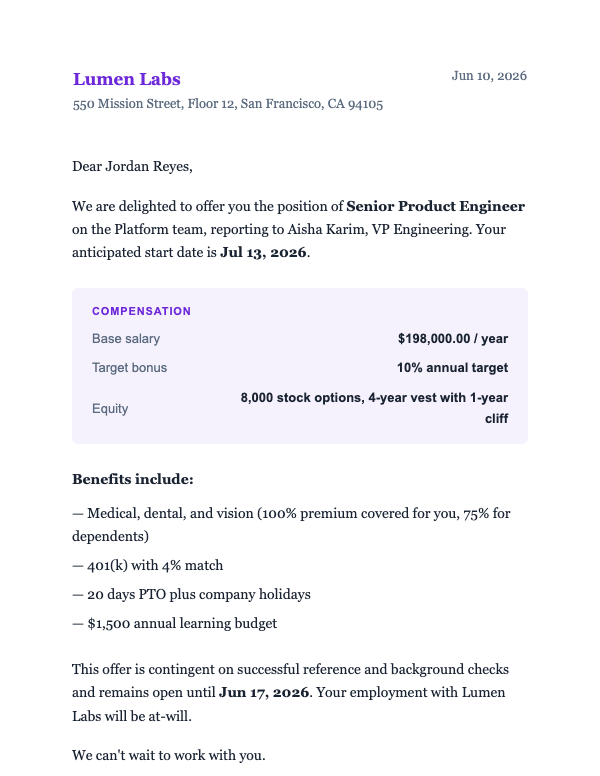 offer letter
