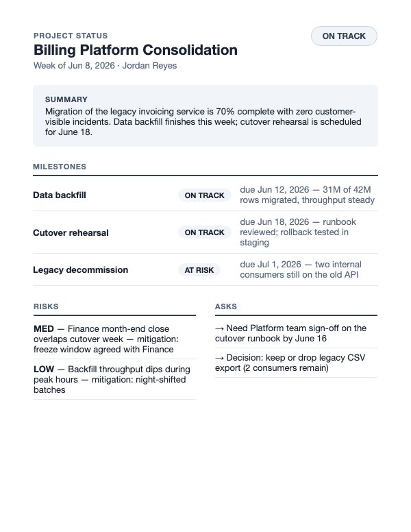 project status report