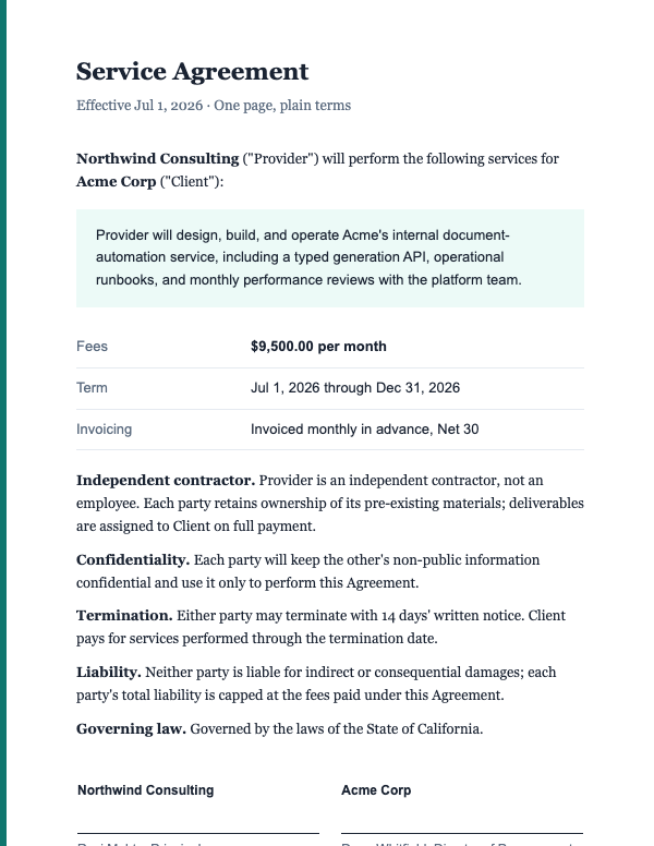 service agreement