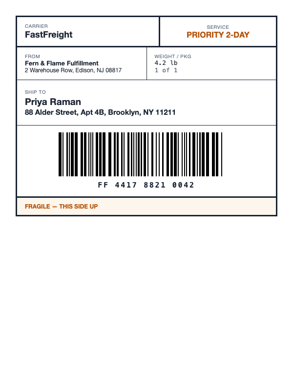 shipping label